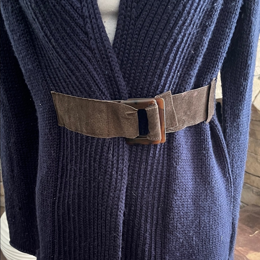 Soft Surroundings Navy  Cardigan with Belt Size S - Picture 2 of 6